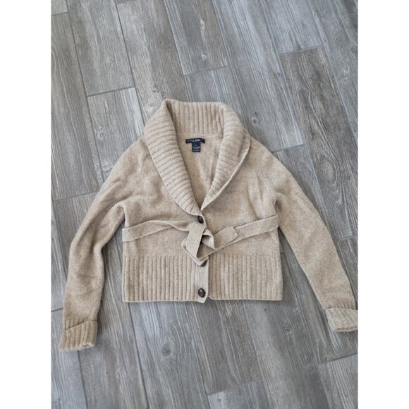 Elana Solano Cashmere Cardigan Tan Size Large. Hole Mended. Pls See Picture - Picture 1 of 8